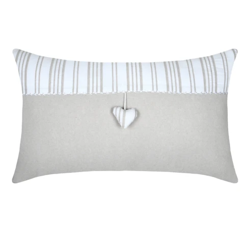 Coussin décoratif coeur  35 x 60 cm ECRU