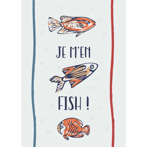 Lot de 3 torchons message poissons en coton