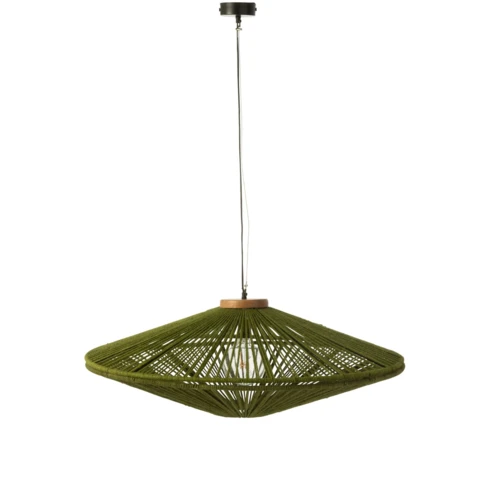 Suspension luminaire en fibre naturelle 93 x 93 x 36 cm Vert