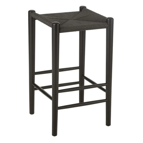 Tabouret de bar en bois vintage 38 x 38 x 66,4 cm Noir