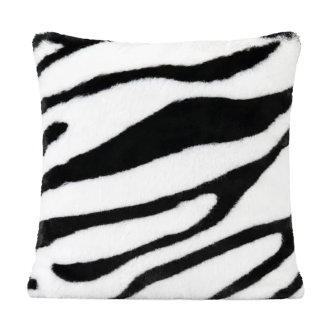 Gefülltes Kissen mit Zebra-Muster und Rückseite aus Samt
