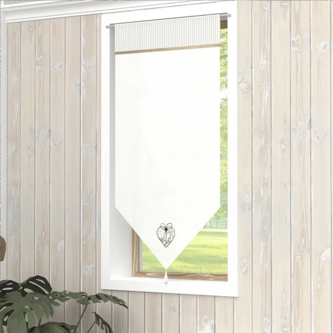 Brise-bise en coton à passe-tringle avec pointe décorative