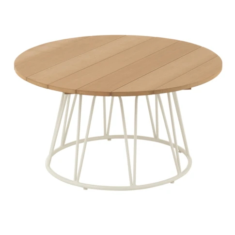 Mesa de centro redonda de madera y hierro