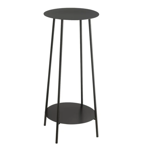 Meuble console guéridon étagères en métal 30 x 70 cm noir