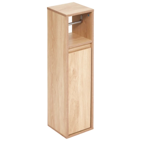 Meuble dérouleur papier toilette avec rangements intégrés 18 x 20 x 78 cm Naturel