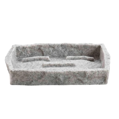 Porte-savon effet minéral salle bain 14 x 10 x 3 cm GRIS