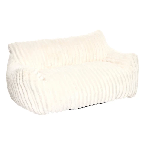 Canapé enfant 2 places velours côtelé 100 x 65 x 45 cm BLANC