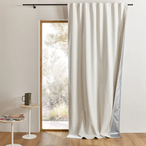 Rideau thermique accroche 3 en 1 100 % occultant et réflecteur de chaleur  140 x 260 cm BLANC