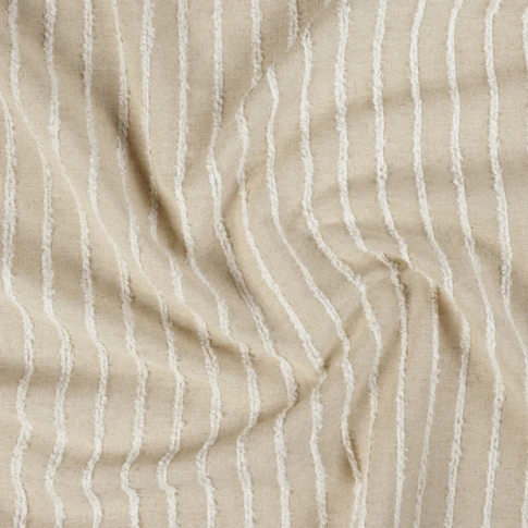Tissu en coton et lin à fines rayures texturées 280 cm Lin