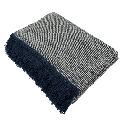 Rideau tamisant à tissage alvéolé 140 x 240 cm Bleu