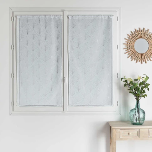 Paar bestickte kleine Vorhänge im Art-Déco-Stil