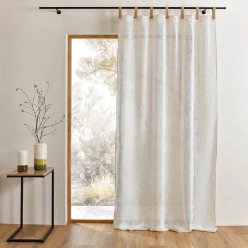 Rideau en tissu polylin à pattes en jute 140 x 260 cm LIN