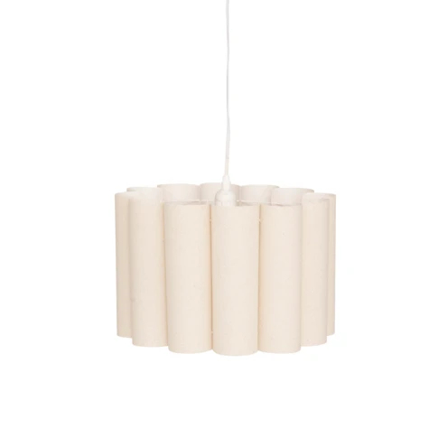 Suspension en tissu plissé effet cylindres 37 x 37 x 120 cm Ecru