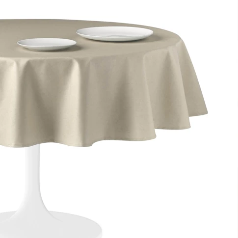 Nappe ronde en lin et coton enduit anti-tache 150 cm Lin