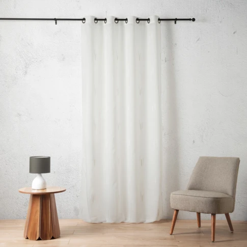Voilage texturé motif fil coupé esprit ikat 140 x 260 cm Blanc cassé