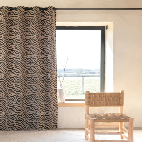 Rideau jacquard zèbre 140 x 260 cm Noir