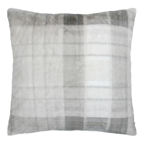 Coussin à carreaux écossais en fausse fourrure