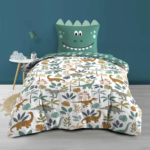Parure de lit 2 Pièces Réversible Dinosaure