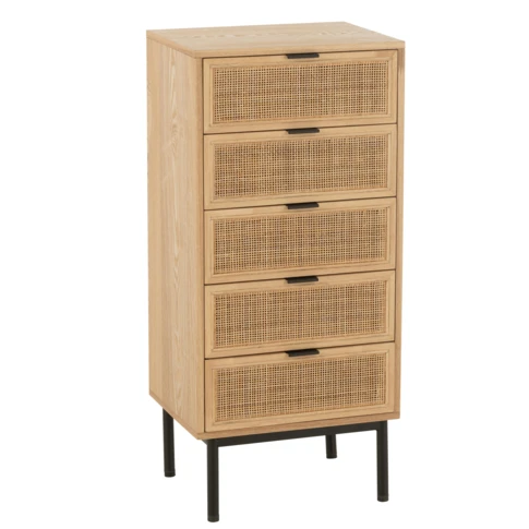Chiffonnier en bois à 5 tiroirs 35 x 46 x 100 cm Naturel