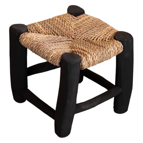 Tabouret marocain noir en bois