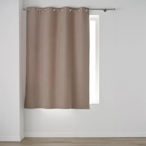 Rideau court occultant, isolant thermique et phonique en chambray 135 x 180 CM Marron Brun