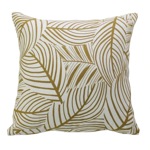 Coussin décoratif feuillage graphique en coton recyclé 40 x 40 cm Bronze