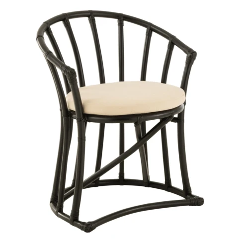 Chaise en rotin avec coussin 60 x 60 cm Noir