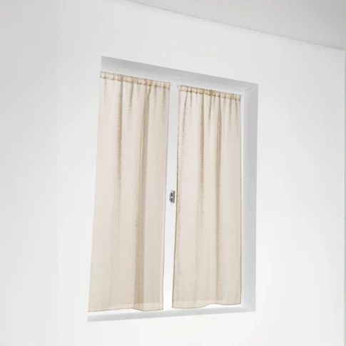 Vitrage à la paire effet carreaux ajourés style Kelsch 60 x 140 cm Blanc cassé
