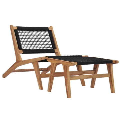 Chaise longue avec repose-pied en teck