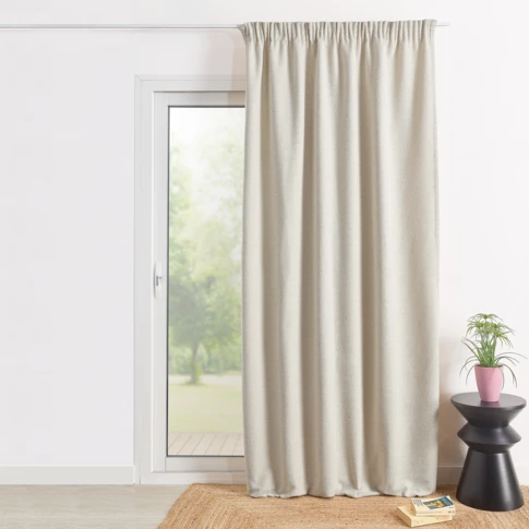 Rideau jacquard en tissu bouclette 140 x 260 cm Ecru