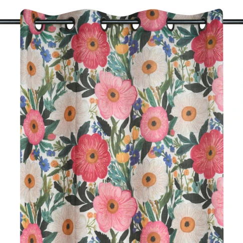 Rideau à oeillets tamisant floral  135 x 260 cm MULTICOLORE