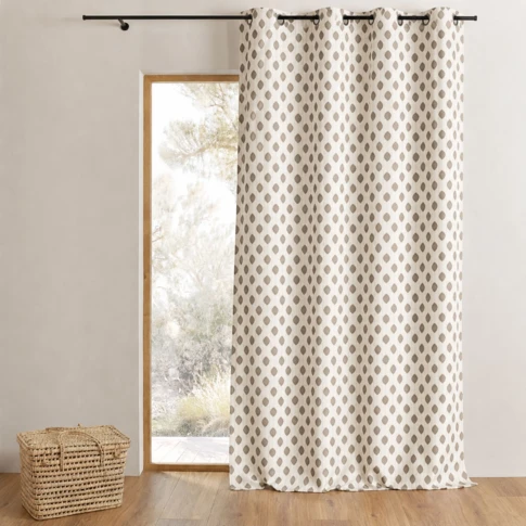 Rideau-en-jacquard-à-motifs-arrondis-taupe