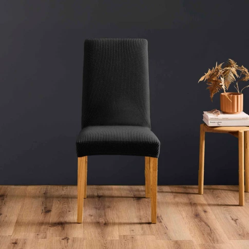 Housse de chaise extensible gaufrée pour assise 40 à 50 cm 0 cm NOIR