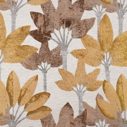 Tissu jacquard motif végétal 150 cm Jaune