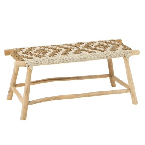 Banco de madera de teca y junco de mar