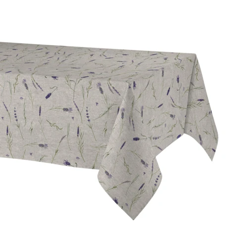 Nappe rectangulaire en coton enduit anti-tache motif lavande 150 x 200 cm Violet