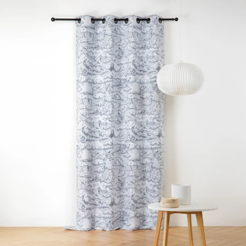 Rideau jacquard motif nuage à oeillets 140 x 240 cm Bleu Foncé