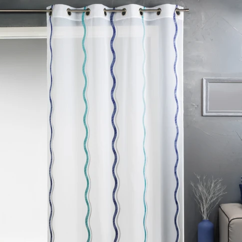 Visillo en jacquard con rayas verticales onduladas