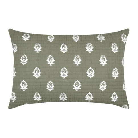 Coussin rectangulaire en coton à motif floral 40 x 60 cm KAKI