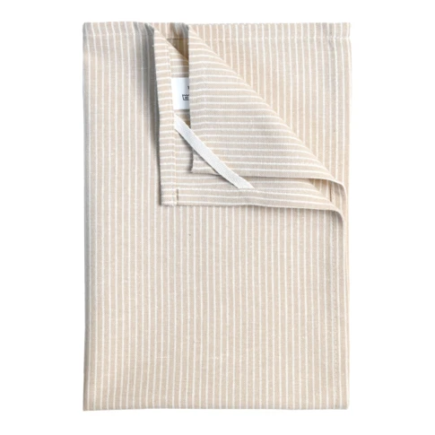 Torchon de cuisine en coton à fines rayures tissées 0 cm BEIGE
