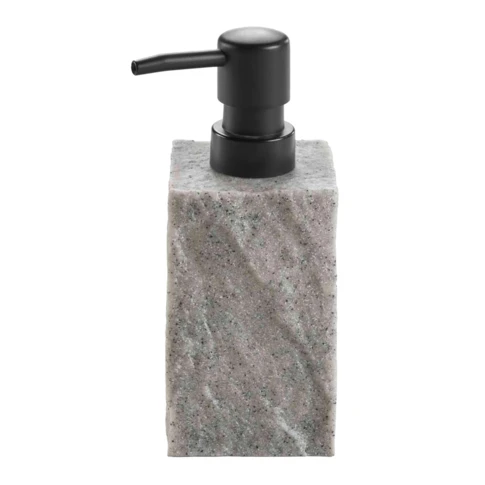 Distributeur de savon effet minéral salle de bain 7 x 7 x 16 cm GRIS
