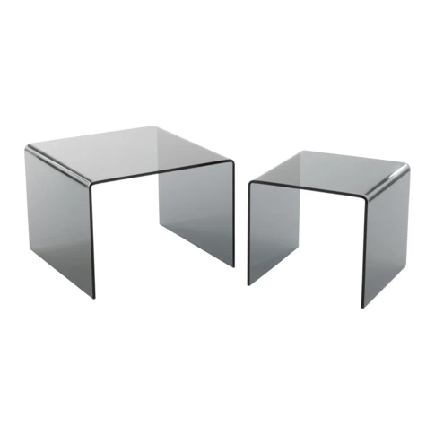 Set de 2 tables gigognes en verre 65 x 65 cm Noir Brillant
