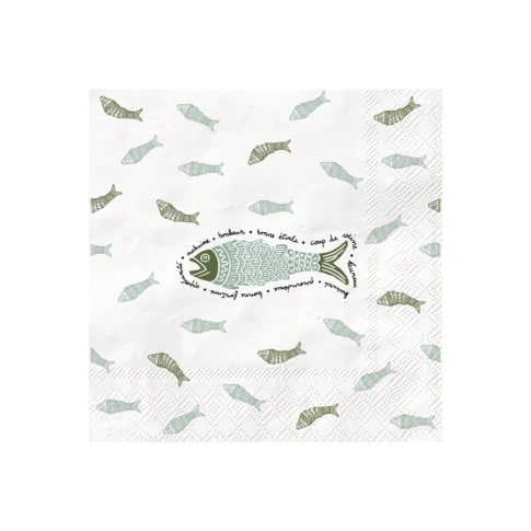 Serviette papier poisson bleu x20 33 x 33 cm Bleu
