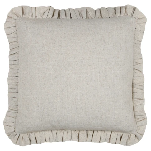 Coussin à volants en coton et lin