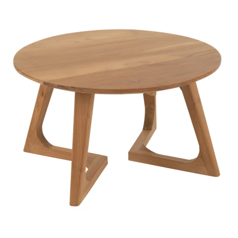 Mesa de centro redonda de madera de teca