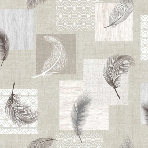 Sous-nappe protectrice imprimée plumes 140 cm Gris