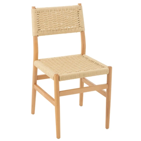 Silla de comedor de madera de haya y cuerda trenzada