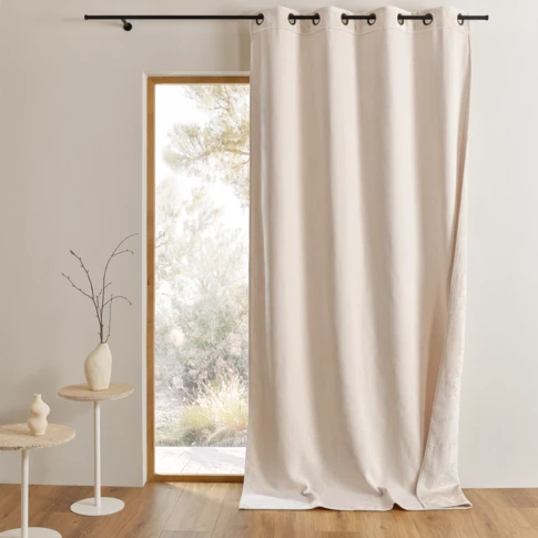 Rideau thermique réversible à œillets avec envers polaire 140 x 260 cm ECRU