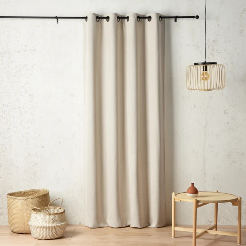 Rideau thermique et obscurcissant à envers polaire à oeillets 135 x 260 cm Ivoire