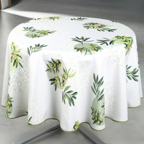 Nappe anti-tâche ronde motif olive